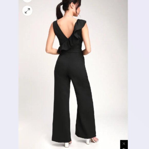 LuLu's Sure to Be Seen Black Sleeveless Ruffled Jumpsuit (Women Size SMALL) - Picture 4 of 7